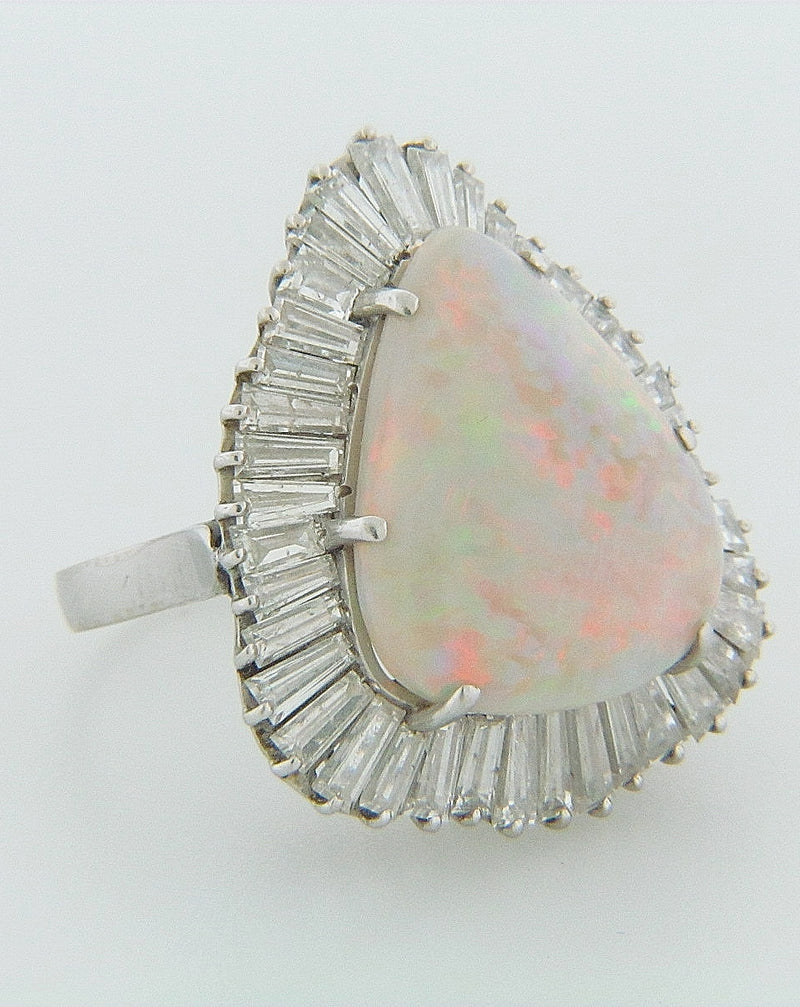 14K WHITE GOLD OPAL AND DIAMOND RING | 18 Karat Appraisers | Beverly Hills, CA | Fine Jewelry