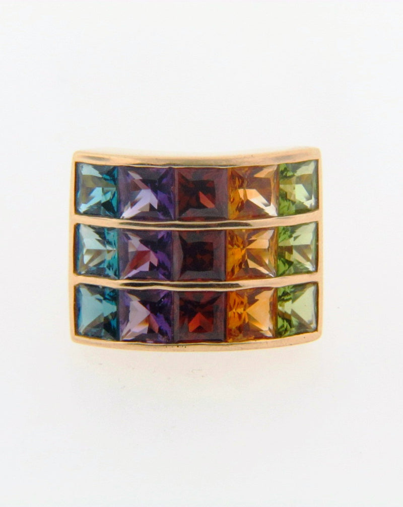 14K Yellow Gold Multi-Color Gemstone Ring | 18 Karat Appraisers | Beverly Hills, CA | Fine Jewelry