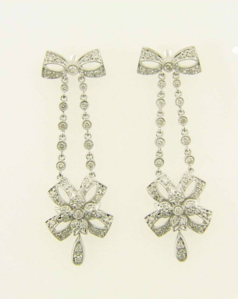 18K White Gold Diamond Dangling Earrings | 18 Karat Appraisers | Beverly Hills, CA | Fine Jewelry