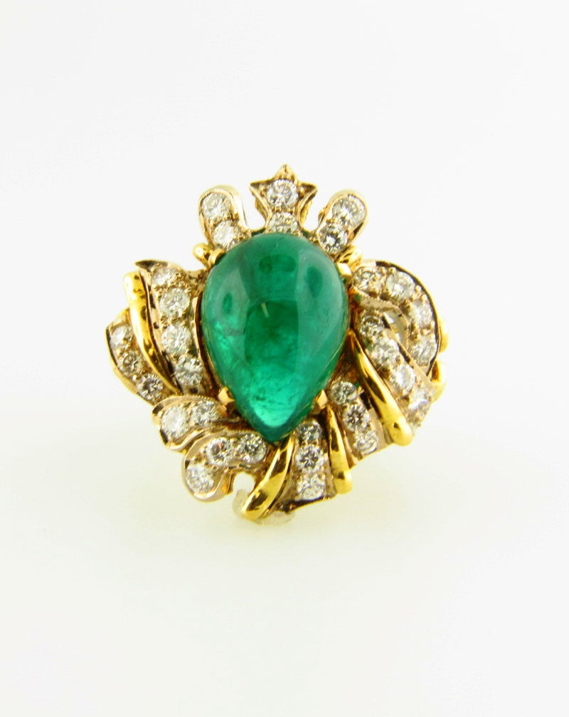 18K Yellow Gold, Emerald and Diamond Ring | 18 Karat Appraisers | Beverly Hills, CA | Fine Jewelry