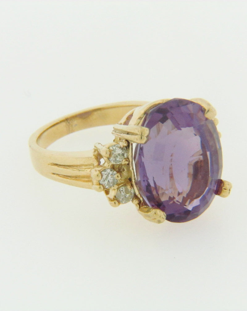 14K YELLOW GOLD AMETHYST AND DIAMOND RING | 18 Karat Appraisers | Beverly Hills, CA | Fine Jewelry