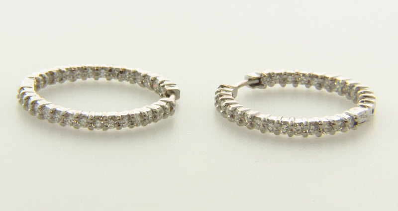 18K White Gold, Diamond Hoop Earrings by 