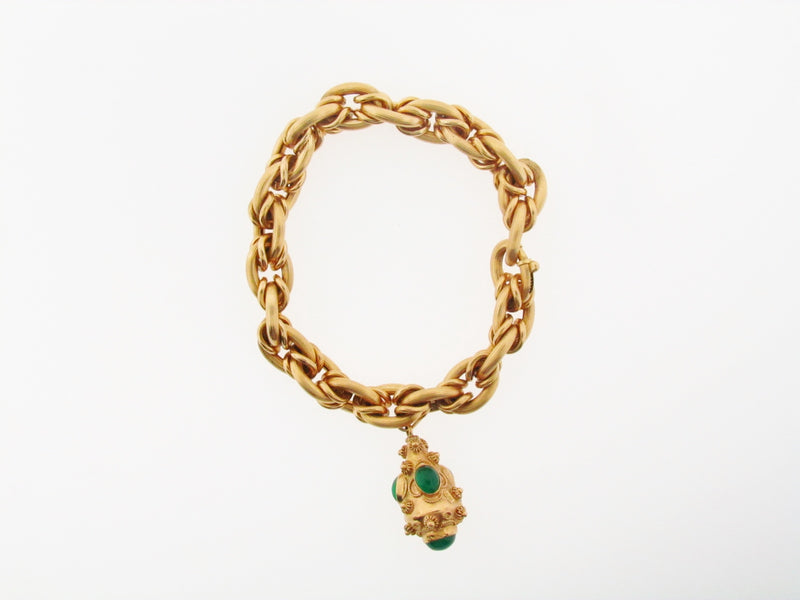 18K-YG YELLOW GOLD CHRYSOPRASE BRACELET