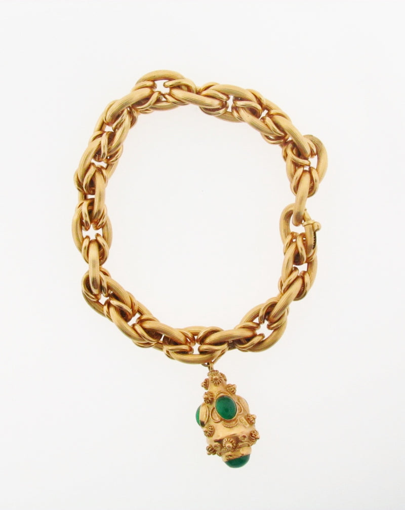 18K-YG YELLOW GOLD CHRYSOPRASE BRACELET