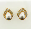 18K Yellow Gold, White Pearl and Diamond Earclips