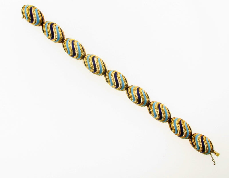 18K Yellow Gold, Enamel Bracelet | 18 Karat Appraisers | Beverly Hills, CA | Fine Jewelry