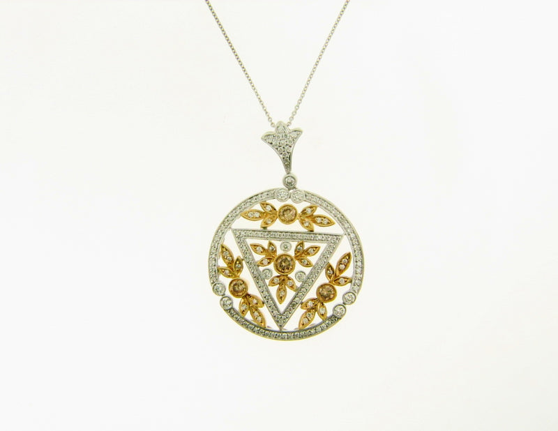 14K Yellow and White Gold, Diamond Circular Pendant | 18 Karat Appraisers | Beverly Hills, CA | Fine Jewelry