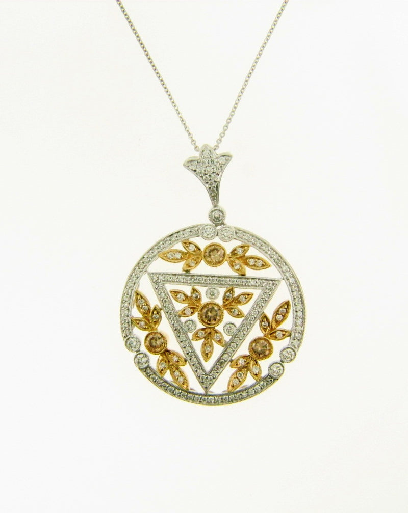 14K Yellow and White Gold, Diamond Circular Pendant | 18 Karat Appraisers | Beverly Hills, CA | Fine Jewelry