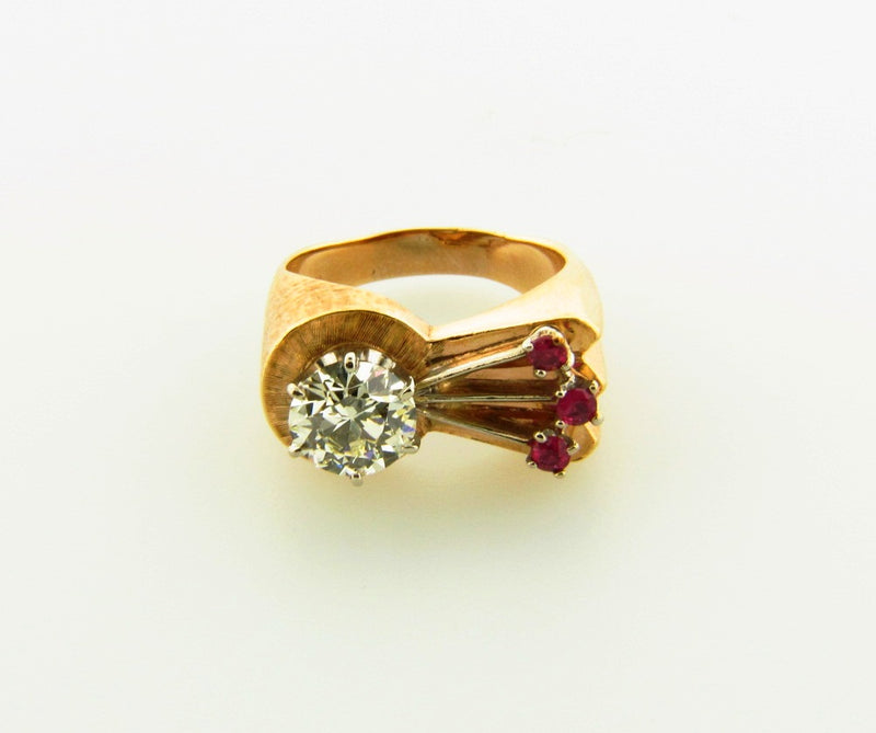 14K-RG DIAMOND AND RUBY RING