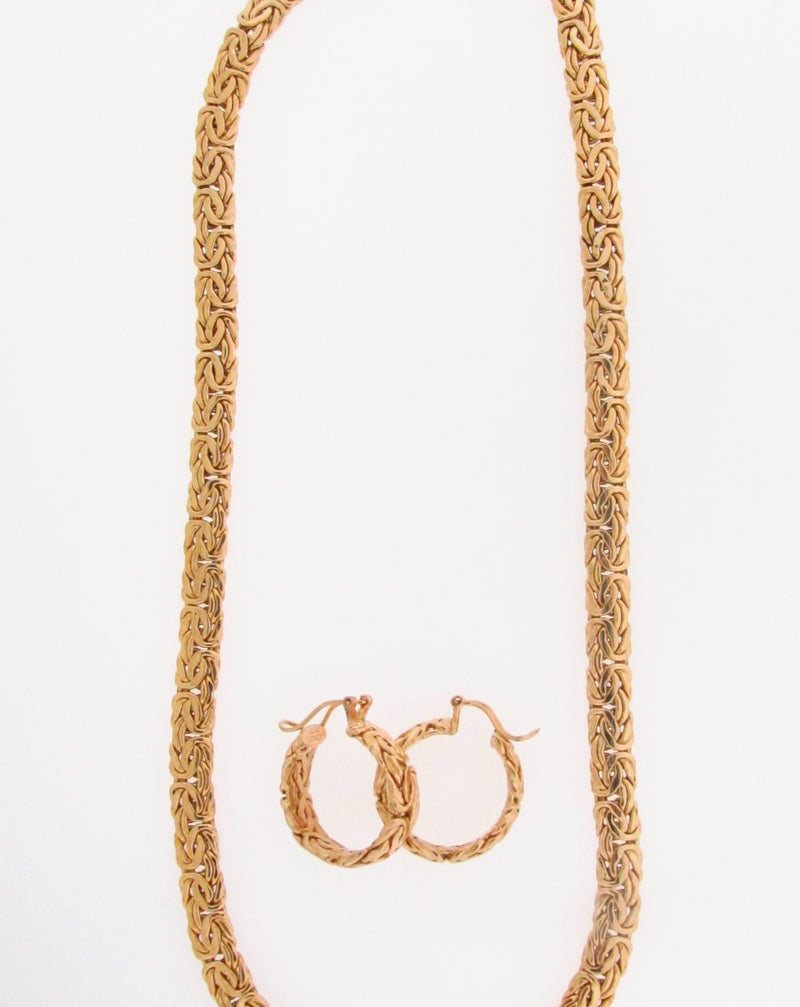 14K-YG JEWELRY SET : NECKLACE AND EARRINGS