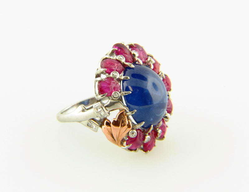 Platinum Sapphire, Ruby, and Diamond Ring | 18 Karat Appraisers | Beverly Hills, CA | Fine Jewelry
