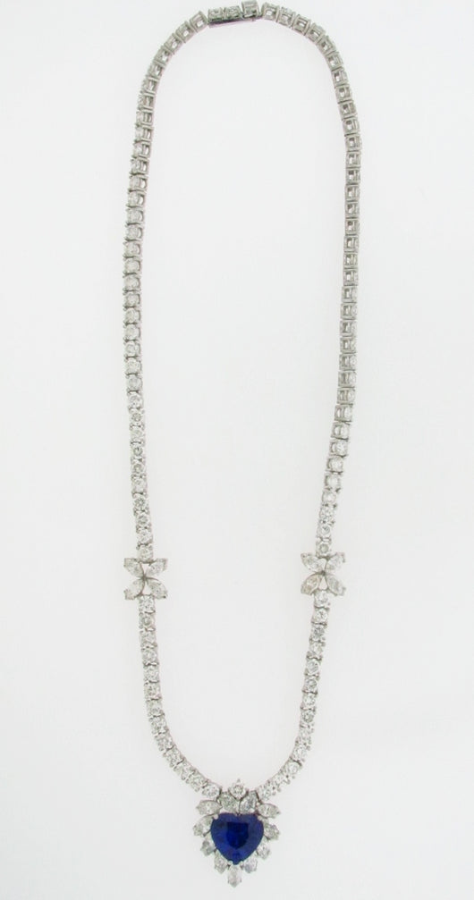 18K WHITE GOLD SAPPHIRE AND DIAMOND NECKLACE | 18 Karat Appraisers | Beverly Hills, CA | Fine Jewelry