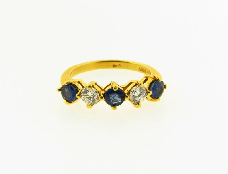 18K Yellow Gold, Diamond and Sapphire Band | 18 Karat Appraisers | Beverly Hills, CA | Fine Jewelry