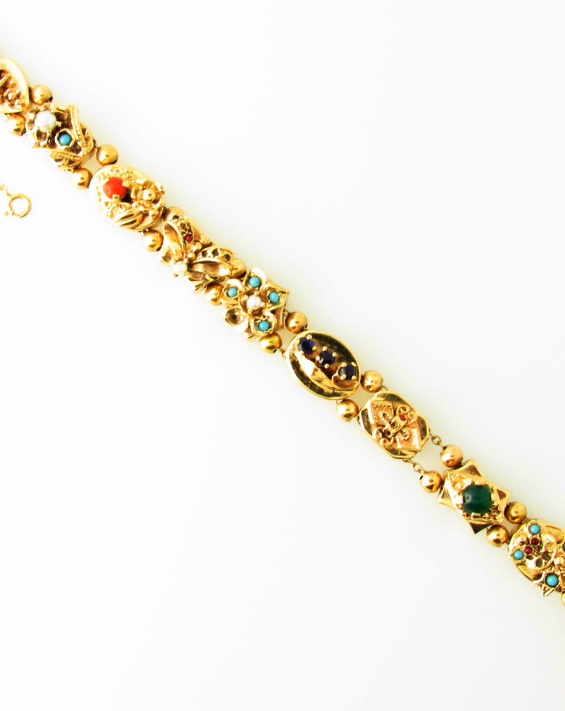 Victorian 14K Yellow Gold, Slide Charm Bracelet | 18 Karat Appraisers | Beverly Hills, CA | Fine Jewelry