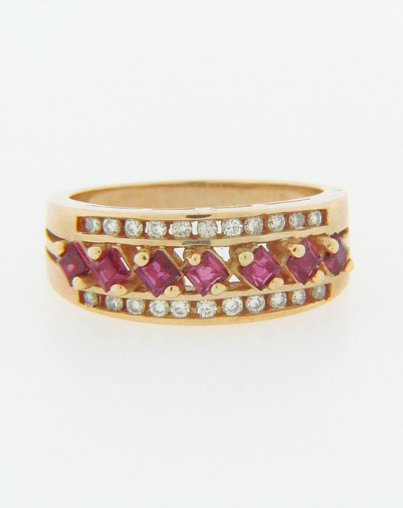 14K YELLOW GOLD RUBY AND DIAMOND BAND | 18 Karat Appraisers | Beverly Hills, CA | Fine Jewelry