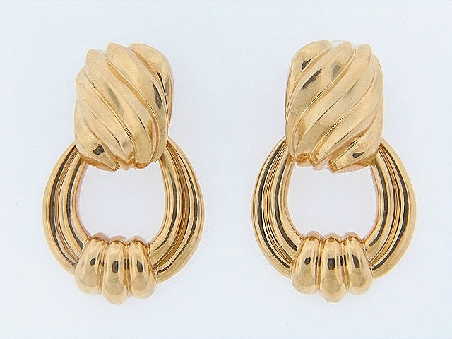 18K-YG DOOR KNOCKER EARCLIPS