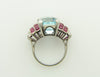 Retro Platinum, Aquamarine, Ruby, and Diamond Ring | 18 Karat Appraisers | Beverly Hills, CA | Fine Jewelry