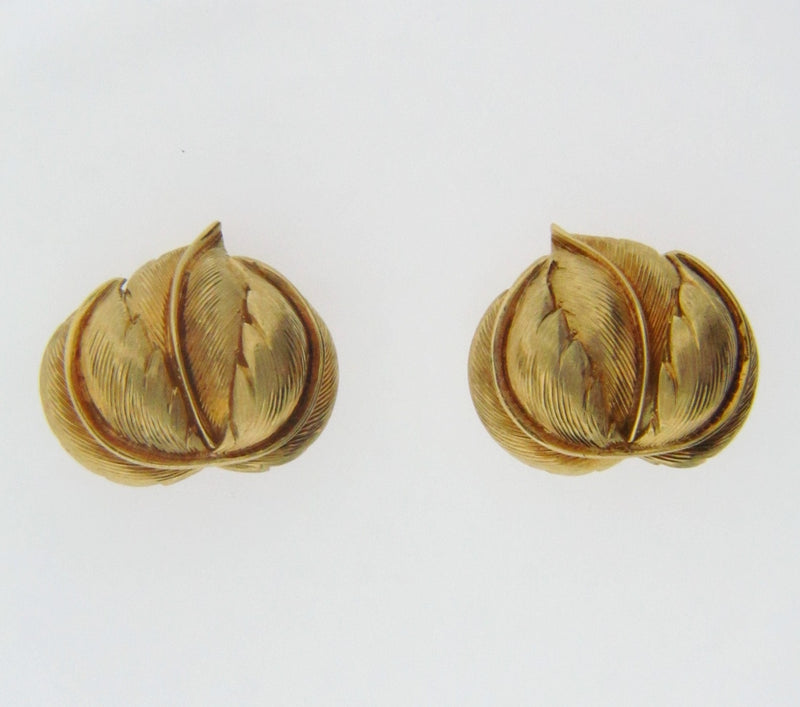 18K YELLOW GOLD LEAF MOTIF EARRINGS | 18 Karat Appraisers | Beverly Hills, CA | Fine Jewelry