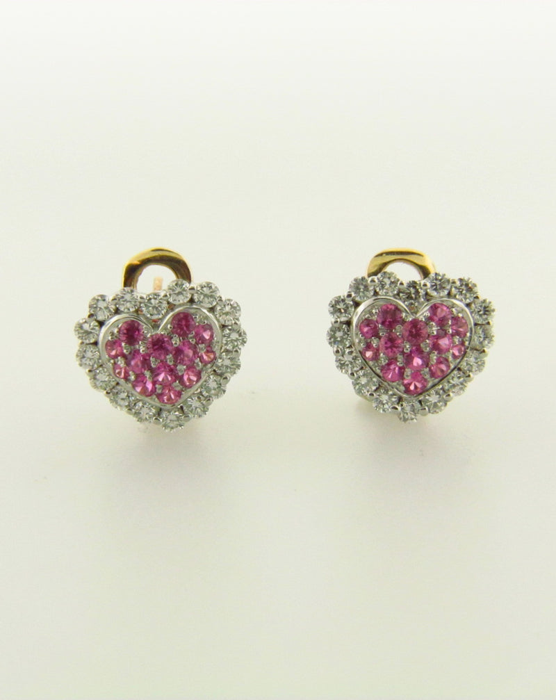 14K White and Yellow Gold, Pink Sapphire and Diamond Earrings | 18 Karat Appraisers | Beverly Hills, CA | Fine Jewelry