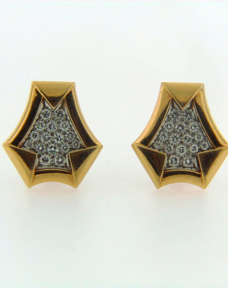 18K Yellow Gold and Platinum Diamond Earrings | 18 Karat Appraisers | Beverly Hills, CA | Fine Jewelry