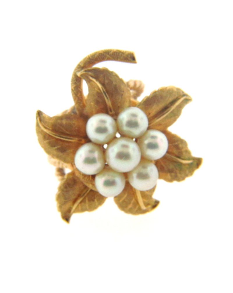 14K Yellow Gold Pearl Flower Ring | 18 Karat Appraisers | Beverly Hills, CA | Fine Jewelry