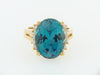 14K-YG BLUE TOPAZ AND DIAMOND RING