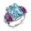 Retro Platinum, Aquamarine, Ruby, and Diamond Ring | 18 Karat Appraisers | Beverly Hills, CA | Fine Jewelry