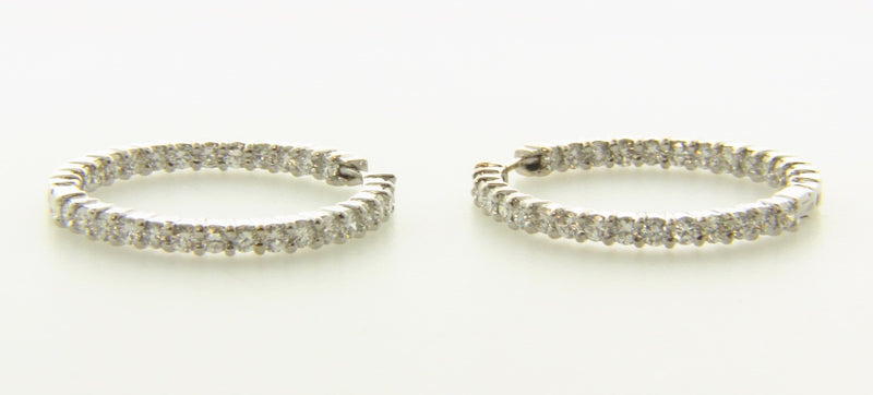 18K White Gold, Diamond Hoop Earrings by "Roberto Coin" | 18 Karat Appraisers | Beverly Hills, CA | Fine Jewelry
