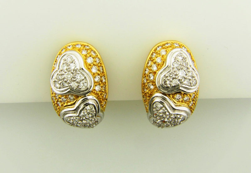18K Yellow Gold and Platinum, Diamond Earrings | 18 Karat Appraisers | Beverly Hills, CA | Fine Jewelry
