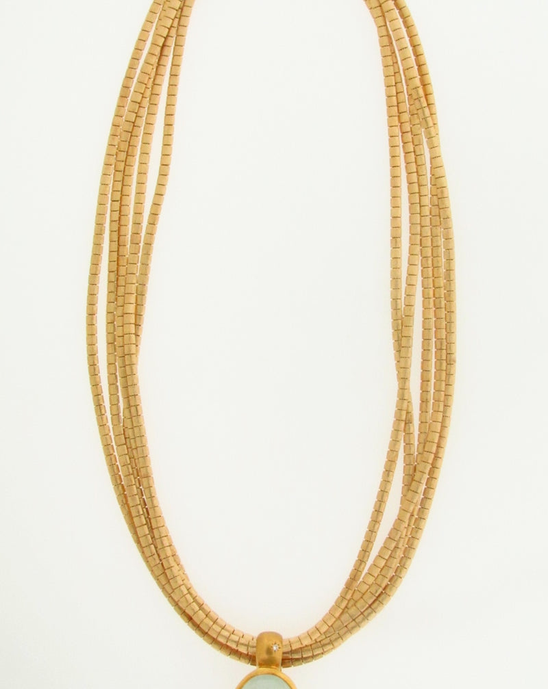 18K YELLOW GOLD AQUA PENDANT / NECKLACE | 18 Karat Appraisers | Beverly Hills, CA | Fine Jewelry