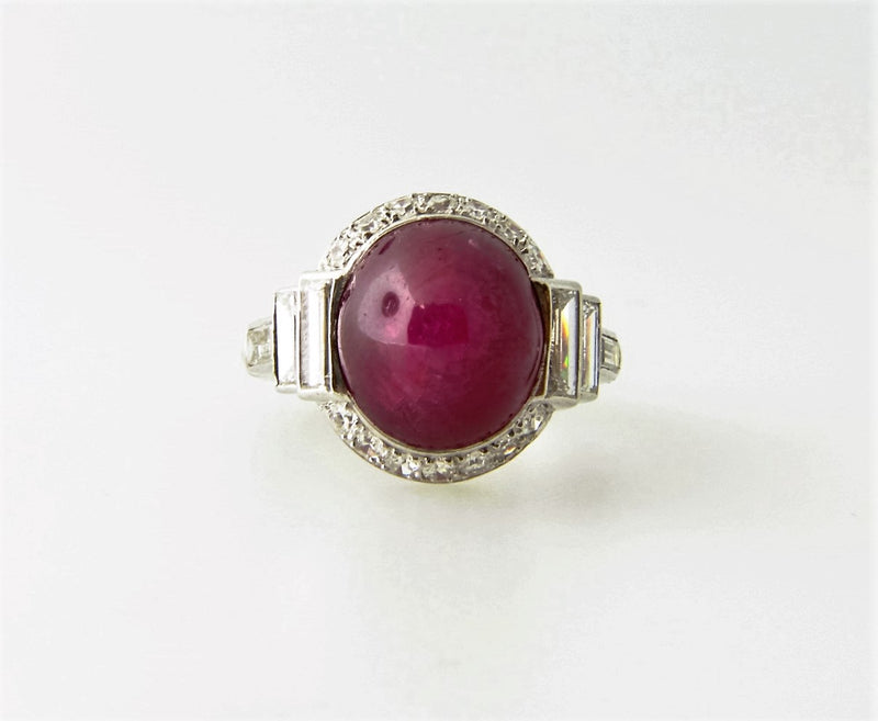 PLAT+18K-WG STAR RUBY AND DIAMOND RING