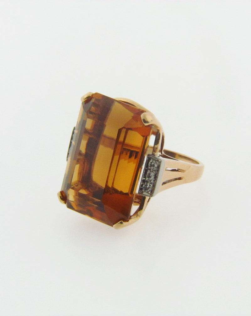 14K YELLOW GOLD CITRINE AND DIAMOND RING | 18 Karat Appraisers | Beverly Hills, CA | Fine Jewelry