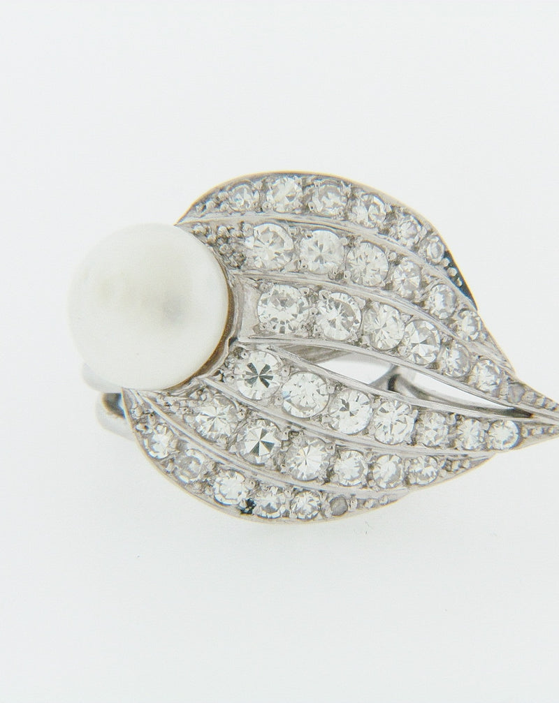 14K WHITE GOLD PEARL AND DIAMOND RING | 18 Karat Appraisers | Beverly Hills, CA | Fine Jewelry