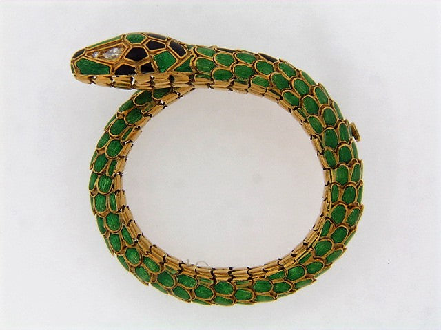 18K-YG ENAMEL SNAKE BRACELET