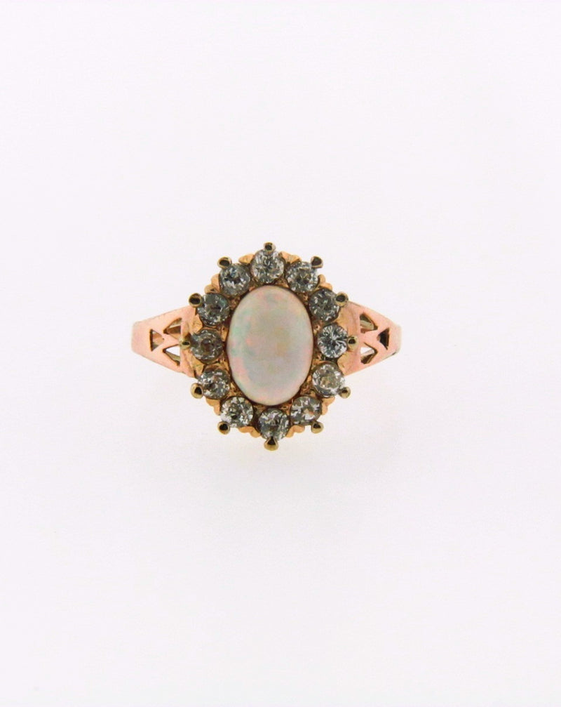 14K Yellow Gold Diamond and White Opal Ring | 18 Karat Appraisers | Beverly Hills, CA | Fine Jewelry