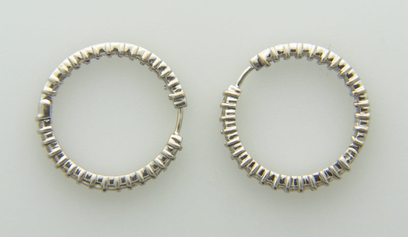 18K White Gold, Diamond Hoop Earrings by "Roberto Coin" | 18 Karat Appraisers | Beverly Hills, CA | Fine Jewelry