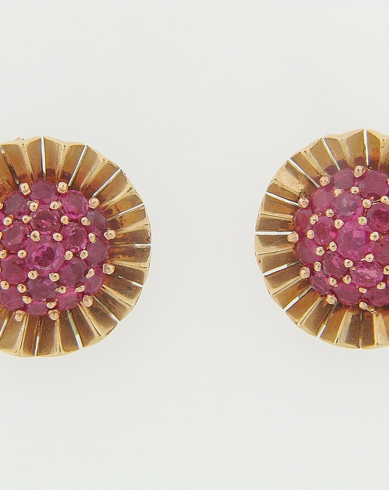 14K ROSE GOLD RUBY EARCLIPS | 18 Karat Appraisers | Beverly Hills, CA | Fine Jewelry