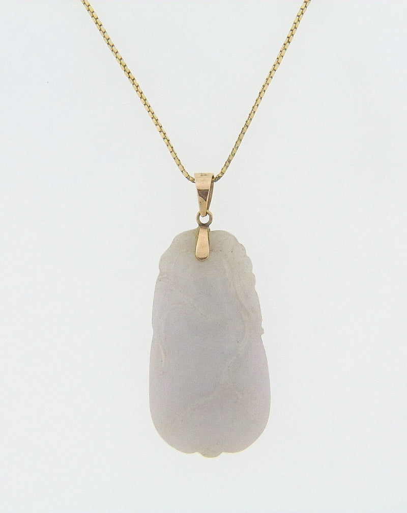 14K YELLOW GOLD LAVENDER JADE PENDANT | 18 Karat Appraisers | Beverly Hills, CA | Fine Jewelry