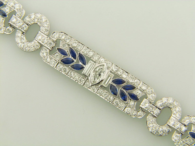 Art Deco, Platinum Diamond and Sapphire Bracelet