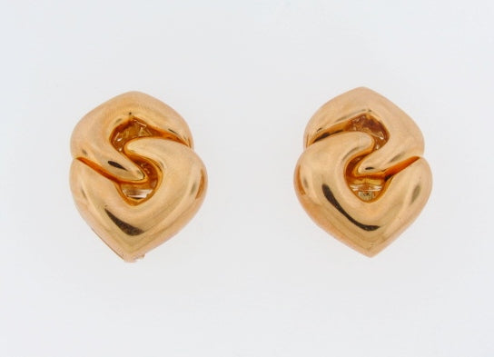 18K-YG "BVLGARI" DOPPIO CUORE EARRINGS