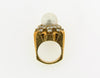 18K Yellow Gold, White Cultured Pearl and Diamond Ring
