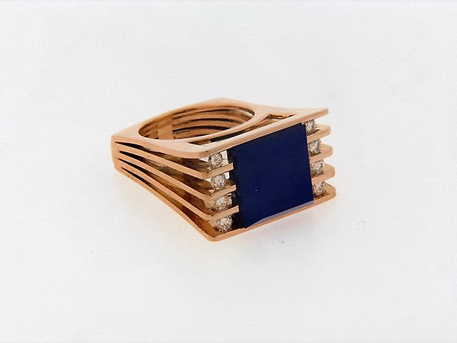 18K Yellow Gold, Lapis Lazuli and Diamond Ring | 18 Karat Appraisers | Beverly Hills, CA | Fine Jewelry