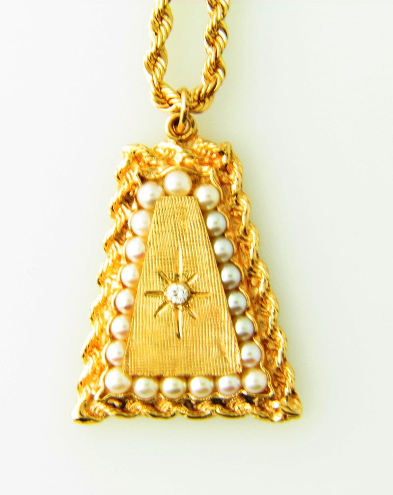14K Yellow Gold, Pearl and Diamond Pendant | 18 Karat Appraisers | Beverly Hills, CA | Fine Jewelry
