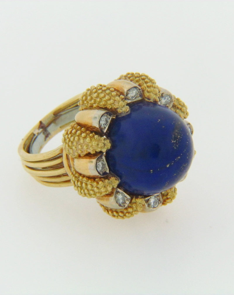18K-YG  LAPIS LAZULI AND DIAMOND RING | 18 Karat Appraisers | Beverly Hills, CA | Fine Jewelry