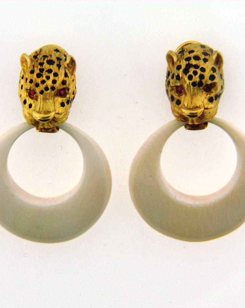 14K Yellow Gold Leopard motif, Earrings | 18 Karat Appraisers | Beverly Hills, CA | Fine Jewelry