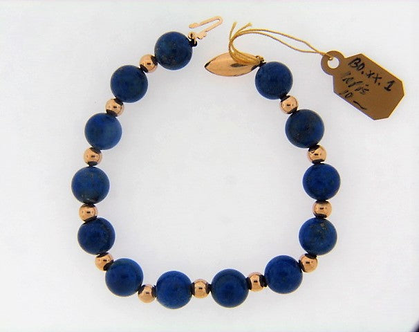 14K-YG LAPIS LAZULI BEAD BRACELET | 18 Karat Appraisers | Beverly Hills, CA | Fine Jewelry