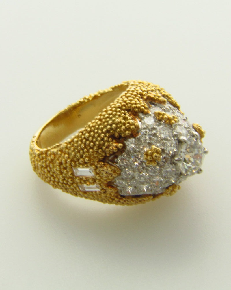 18K Yellow Gold and Platinum, Diamond Dome Ring | 18 Karat Appraisers | Beverly Hills, CA | Fine Jewelry