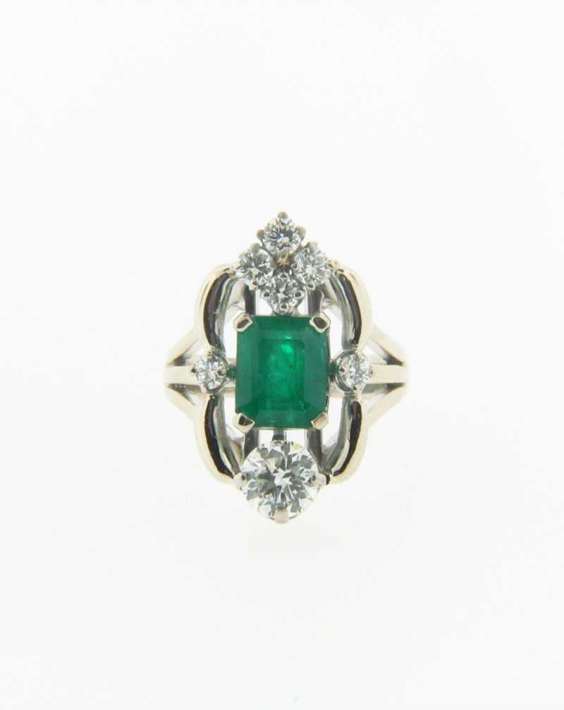 PLATINUM DIAMOND AND EMERALD RING | 18 Karat Appraisers | Beverly Hills, CA | Fine Jewelry