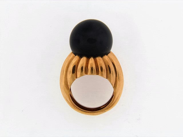 18K-YG ONYX BEAD RING | 18 Karat Appraisers | Beverly Hills, CA | Fine Jewelry