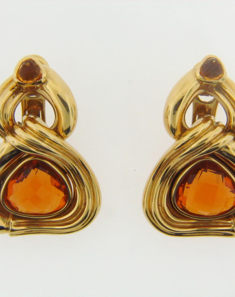 18K YELLOW GOLD CITRINE DANGLING EARRINGS | 18 Karat Appraisers | Beverly Hills, CA | Fine Jewelry